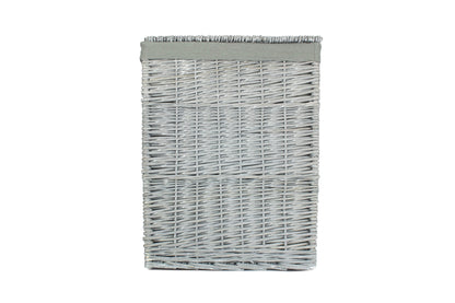 Grey Wash Willow Square Laundry Basket with Grey Sage Lining - Large