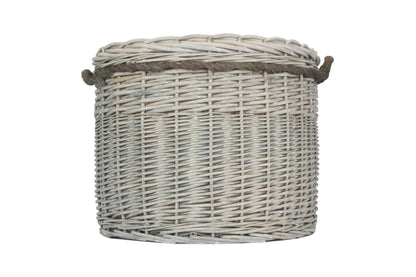 Grey Wash Willow Round Storage Basket Size 2 - Medium