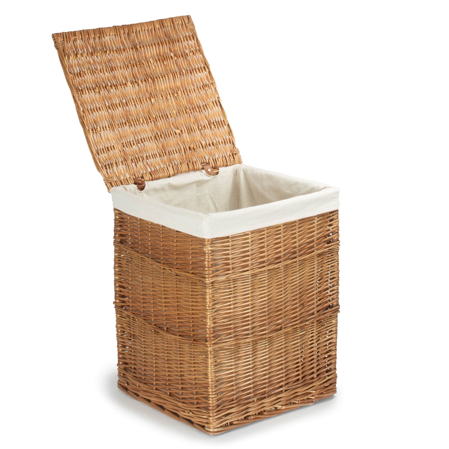 Light Steamed Willow Square Laundry Basket with White Lining - Large