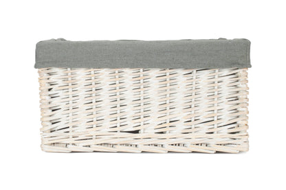 Medium White Wash Willow Storage Basket with Grey Sage Lining