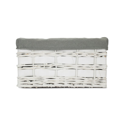 Medium White Scandi Storage Basket with Grey Sage Lining