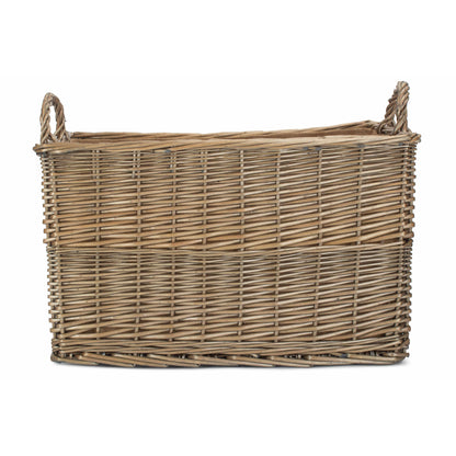 Large Antique Wash Rectangular Hessian Lined Basket