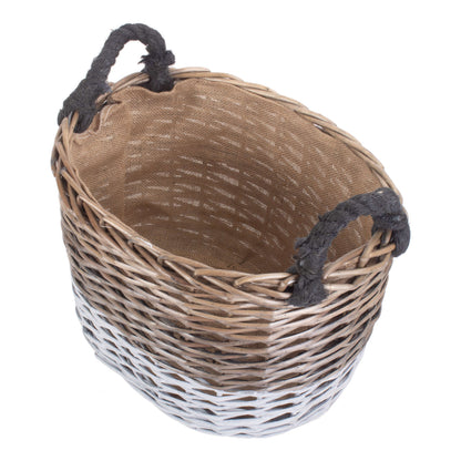 Large Oval Triple Tone Chunky Storage Basket With Lining