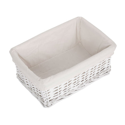 Medium White Wicker Storage Basket with White Lining