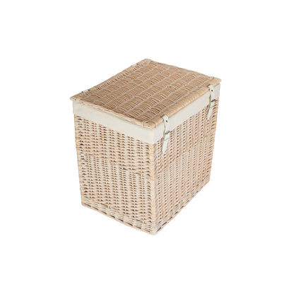 Boutique White Wash Willow Laundry Hamper With Lining - Large