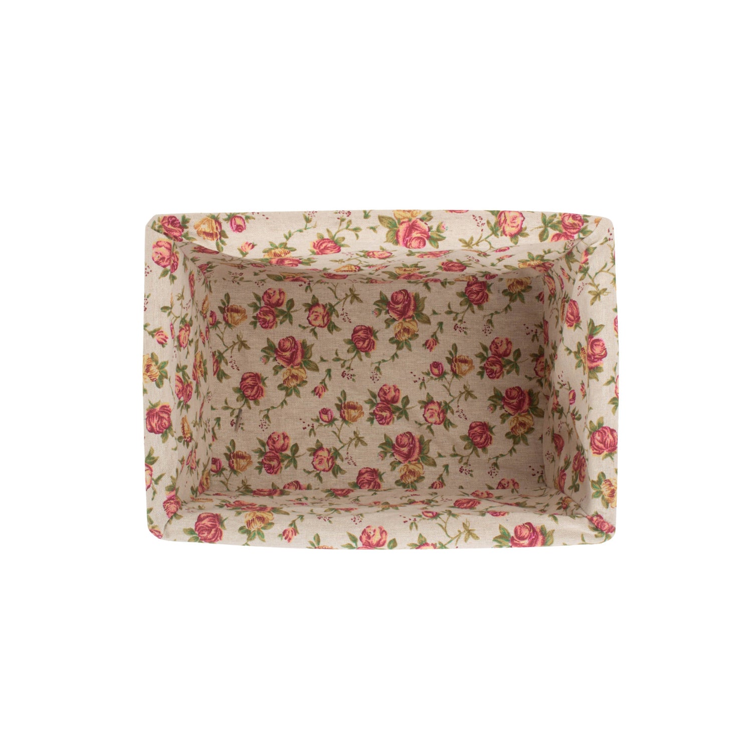 Medium Double Steamed Willow Storage Basket with Garden Rose Lining