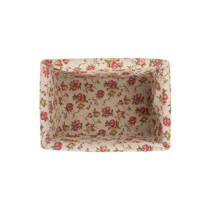 Medium Double Steamed Willow Storage Basket with Garden Rose Lining