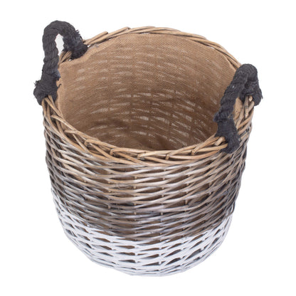 Large Round Triple Tone Chunky Storage Basket With Lining