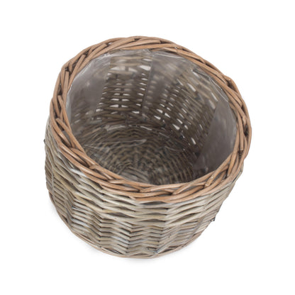 Medium Round Antique Wash Lined Willow Planter