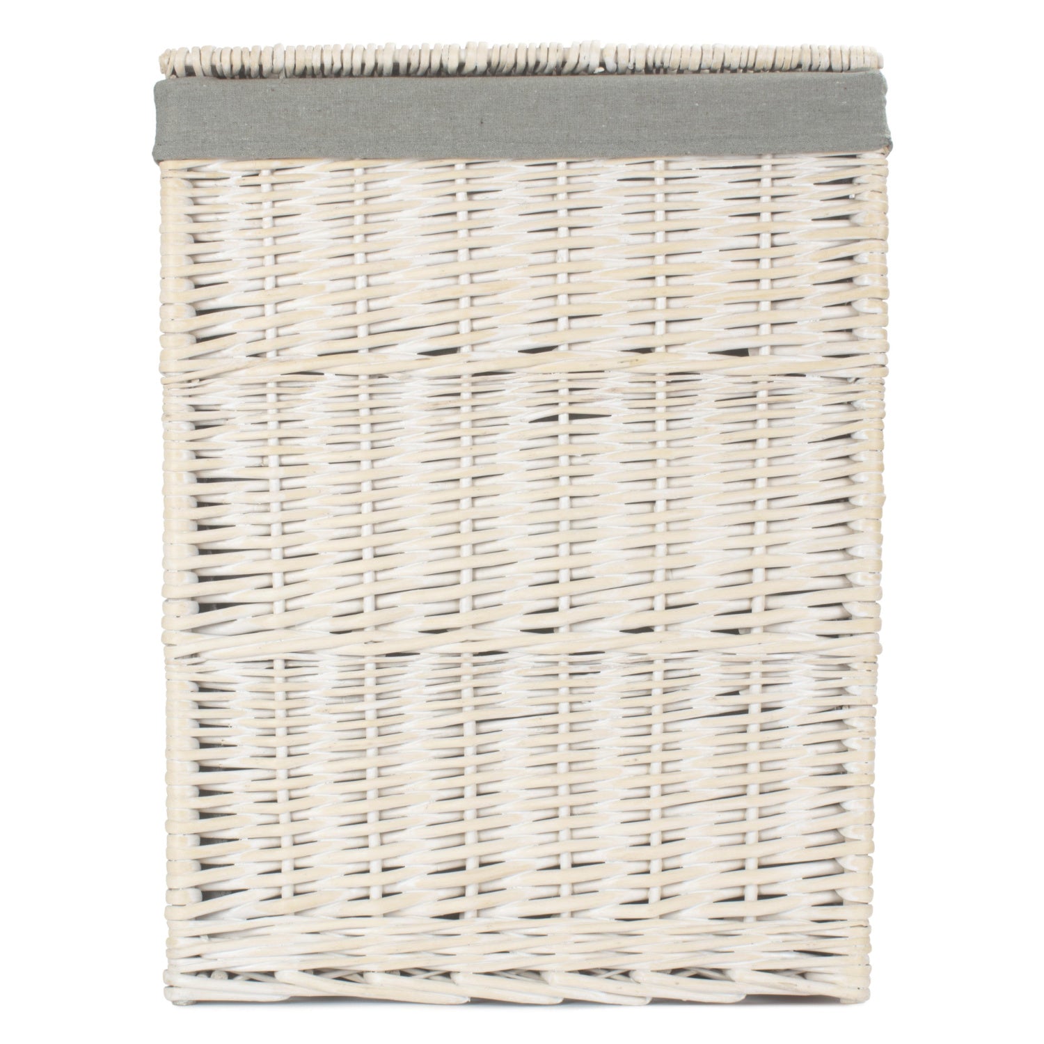 Square White Wash Laundry Hamper with Grey Sage Lining - Large