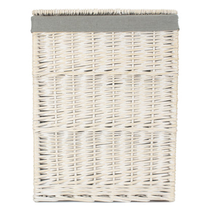 Square White Wash Laundry Hamper with Grey Sage Lining - Large