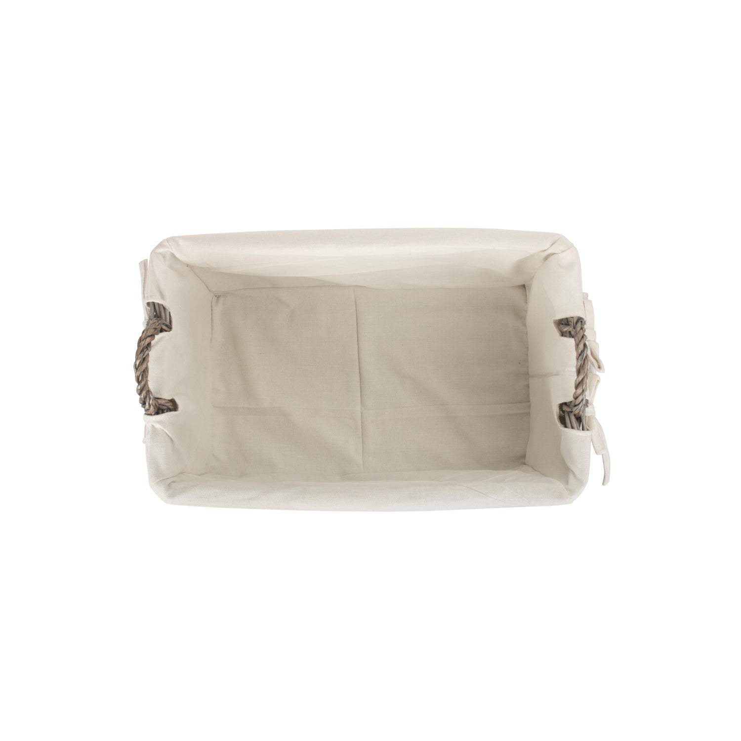 Medium Shallow Antique Wash Storage Basket with White Lining