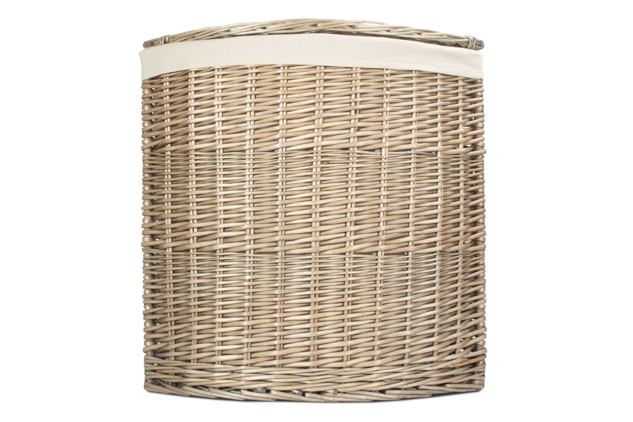Antique Wash Willow Large Corner Linen Basket with White Lining