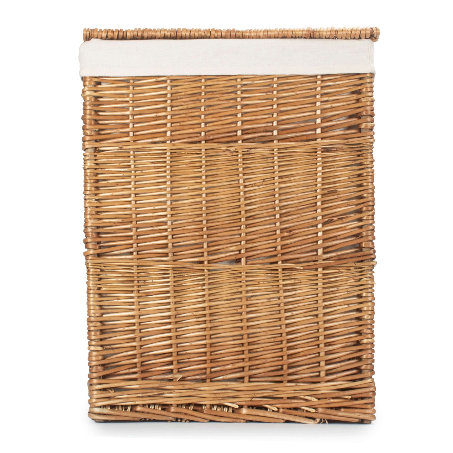 Light Steamed Willow Square Laundry Basket with White Lining - Large