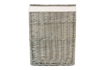 Antique Wash Willow Large Square Laundry Basket with White Lining