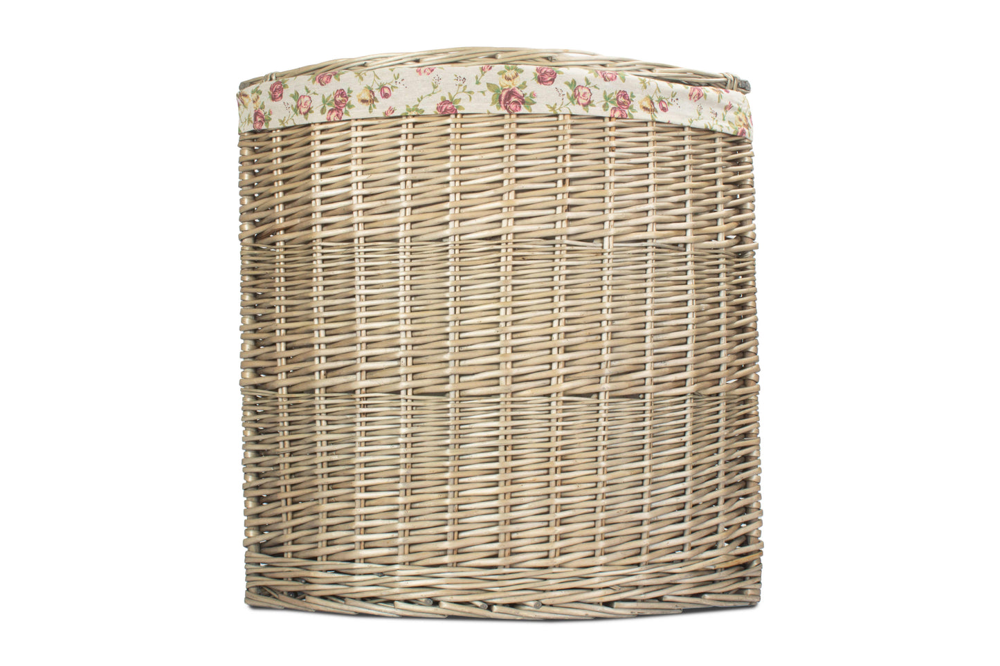 Antique Wash Willow Large Corner Linen Basket with Garden Rose Lining