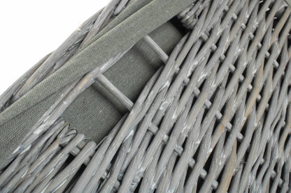 Grey Wash Willow Square Laundry Basket with Grey Sage Lining - Large