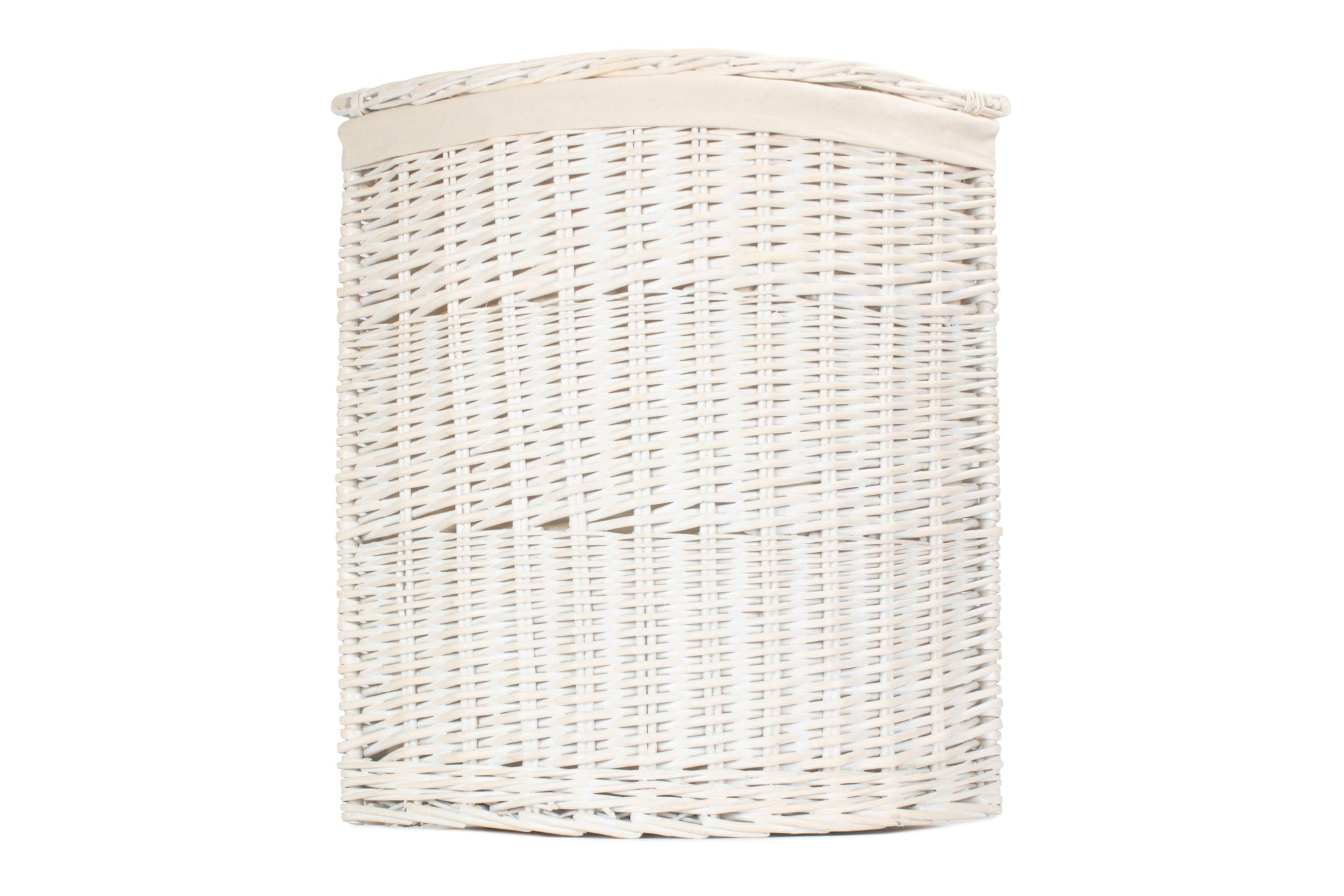 White Wash Willow Corner Laundry Hamper with White Lining - Large