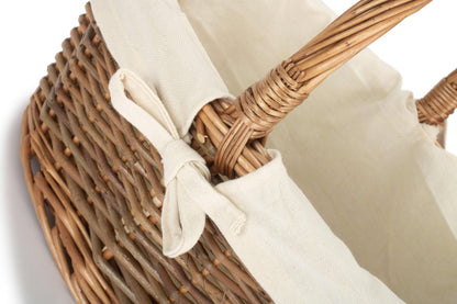 Oval Unpeeled Willow Shopper Basket with White Lining - Size 2 Medium