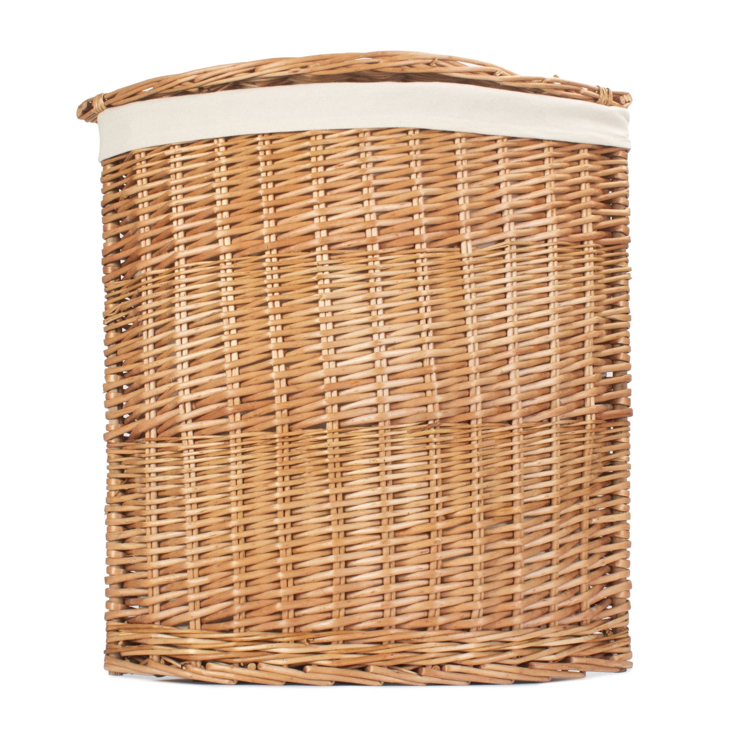 Light Steamed Willow Corner Linen Basket with White Lining - Large