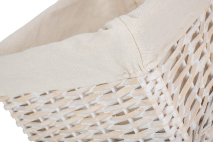 Medium White Wash Wicker Storage Basket with White Lining