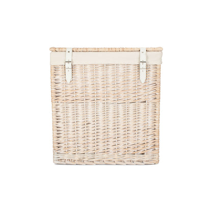 Boutique White Wash Willow Laundry Hamper With Lining - Large