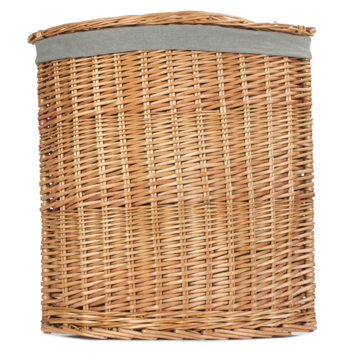 Light Steamed Willow Corner Linen Basket with Grey Sage Lining - Large