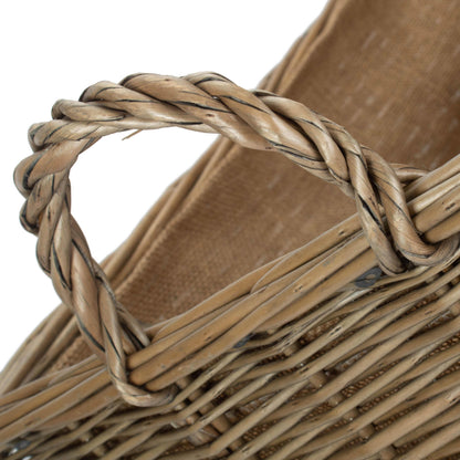 Large Antique Wash Rectangular Hessian Lined Basket