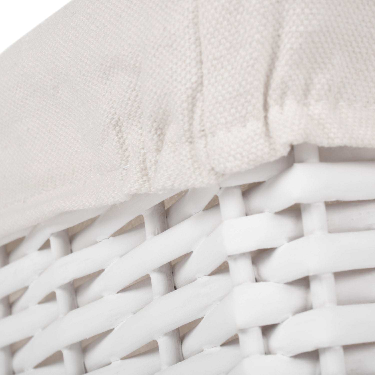 Medium White Wicker Storage Basket with White Lining