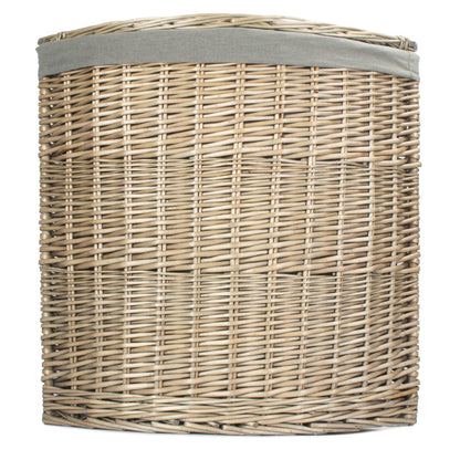 Antique Wash Willow Large Corner Linen Basket with Grey Sage Lining