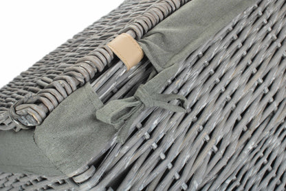 Grey Wash Willow Square Laundry Basket with Grey Sage Lining - Large