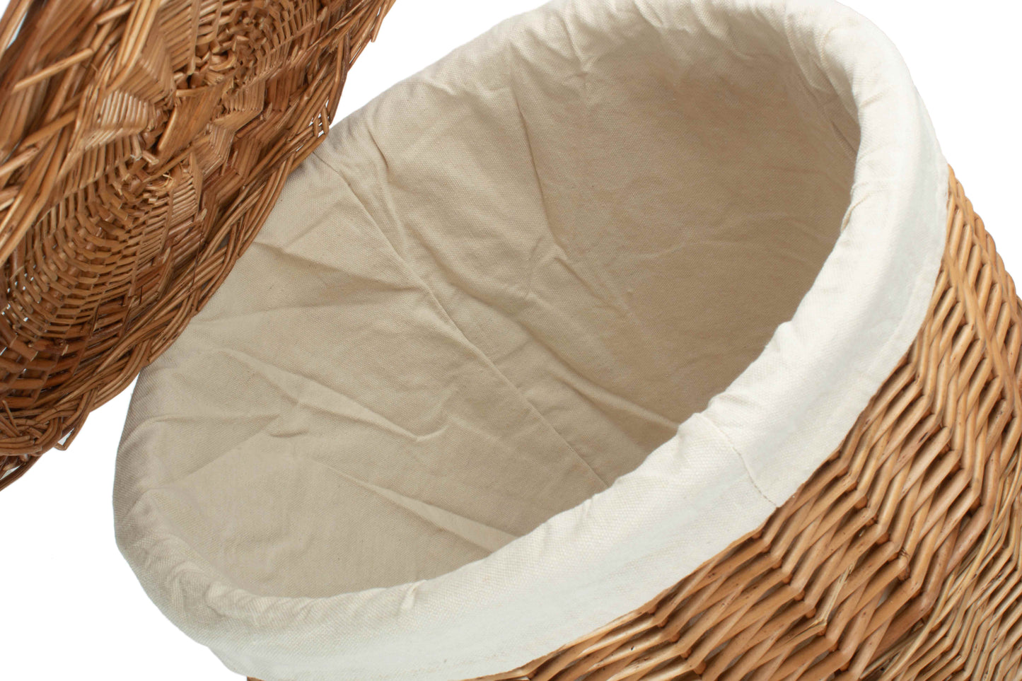 Light Steamed Willow Round Linen Basket with White Lining - Large