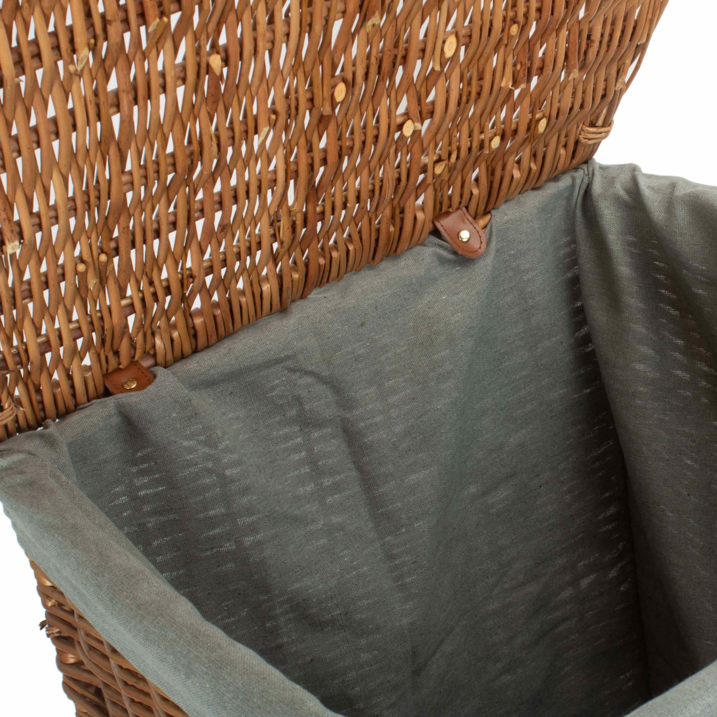 Light Steamed Large Square Laundry Basket With Grey Sage Lining