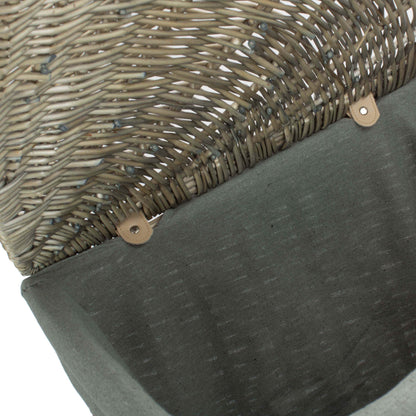 Antique Wash Willow Large Corner Linen Basket with Grey Sage Lining