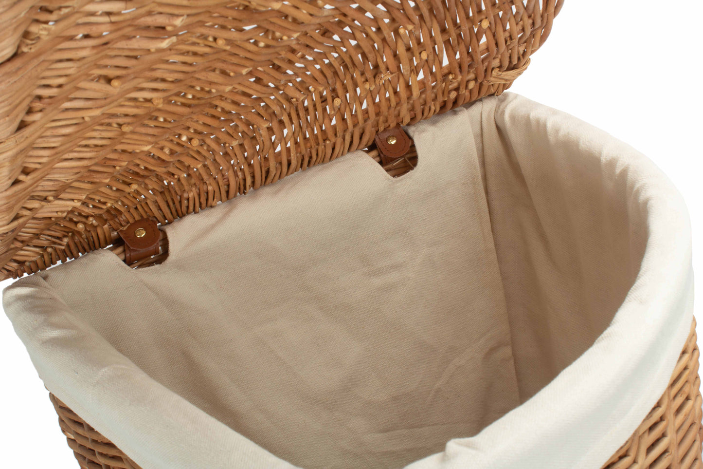 Light Steamed Willow Corner Linen Basket with White Lining - Large