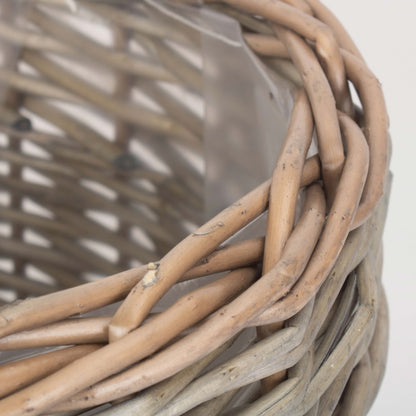 Medium Round Antique Wash Lined Willow Planter
