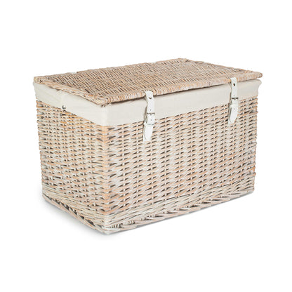 24 Inch White Wash Willow Chest Hamper with White Lining