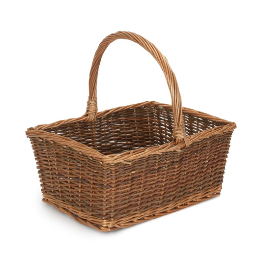 Rectangular Unpeeled Willow Shopper Basket - Size 3 Large