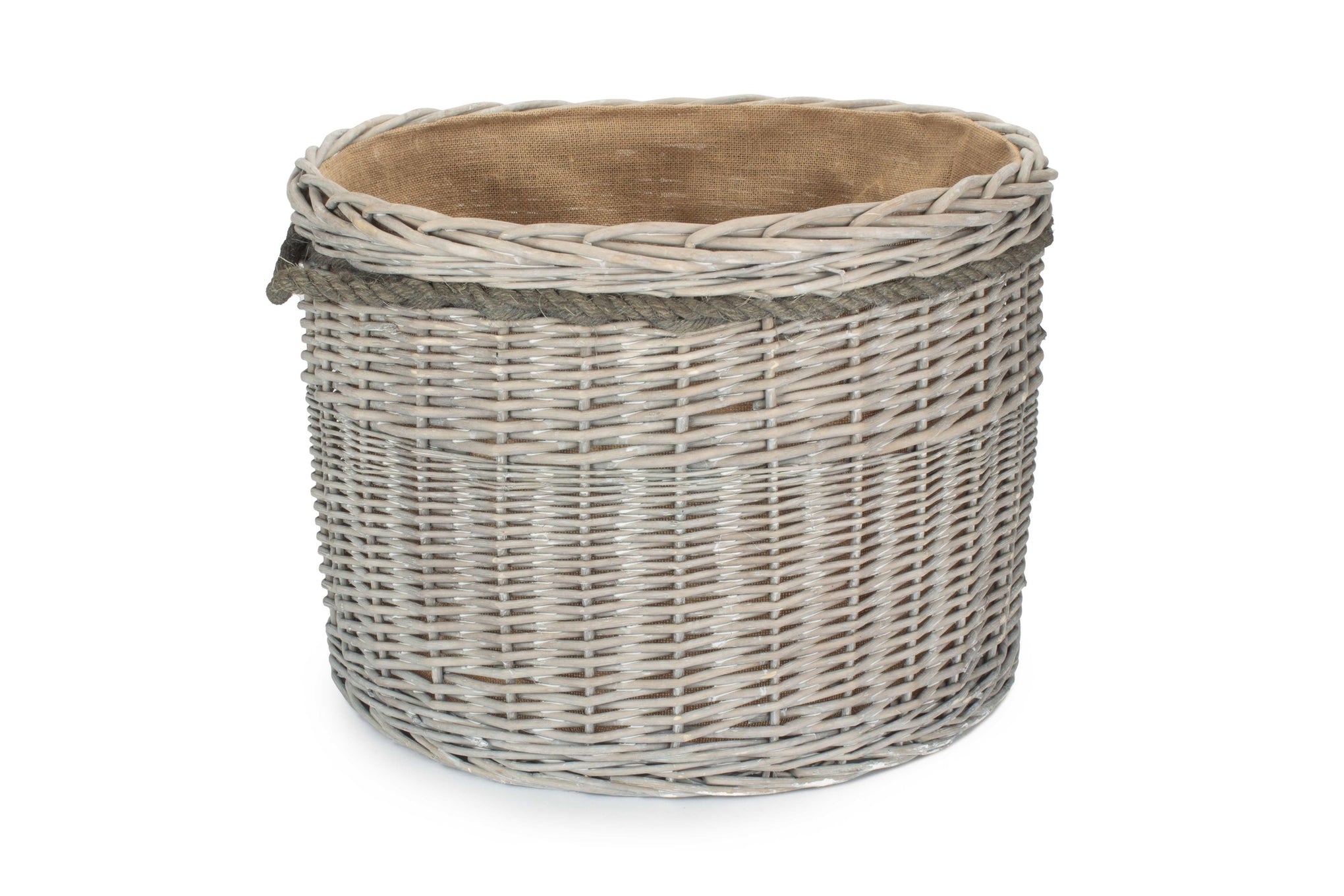 Grey Wash Willow Round Storage Basket Size 3 - Large