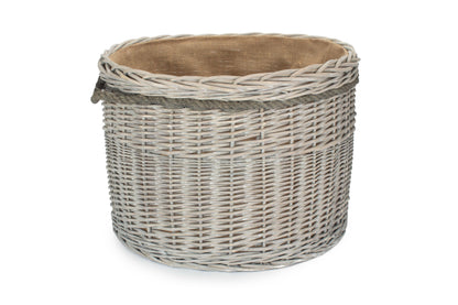 Grey Wash Willow Round Storage Basket Size 3 - Large