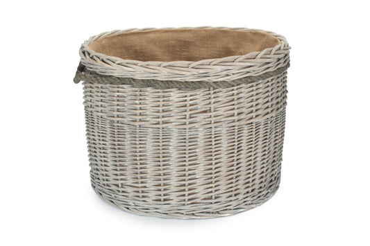 Grey Wash Willow Round Storage Basket Size 3 - Large