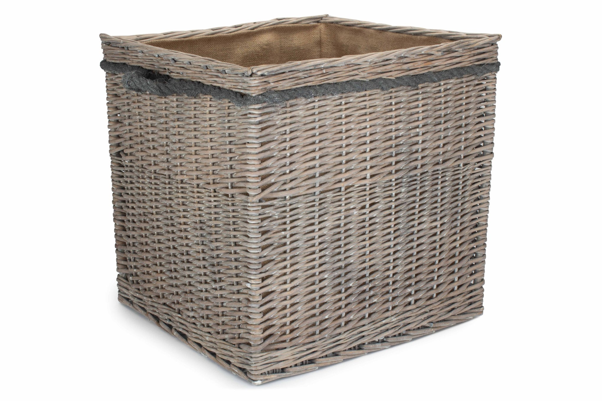 Grey Wash Willow Square Storage Basket Size 3 - Large