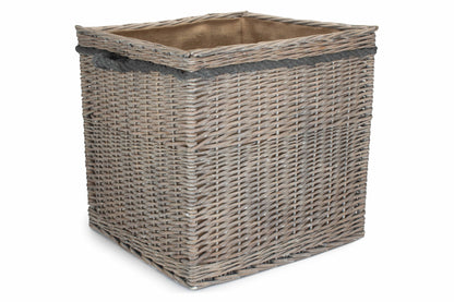 Grey Wash Willow Square Storage Basket Size 3 - Large