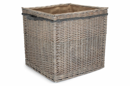 Grey Wash Willow Square Storage Basket Size 3 - Large
