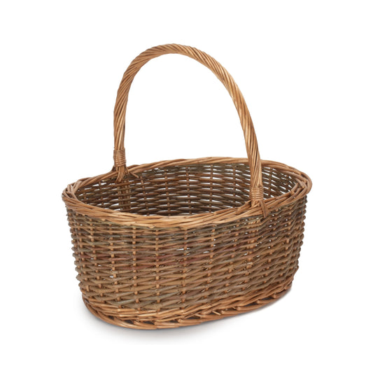 Oval Unpeeled Willow Shopper Basket - Size 3 Large