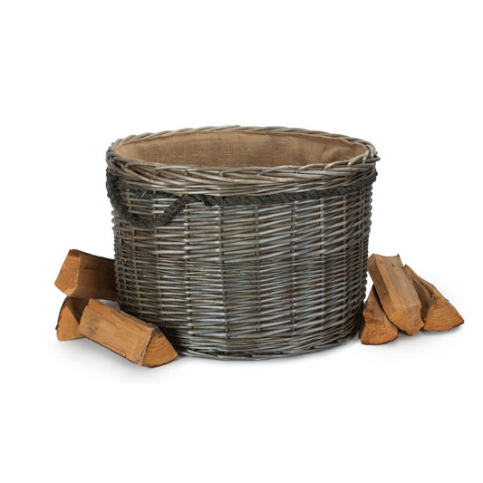 Antique Wash Willow Round Storage Basket Size 3 - Large