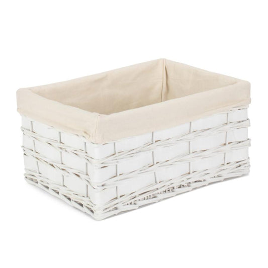 Large White Scandi Storage Basket with White Lining