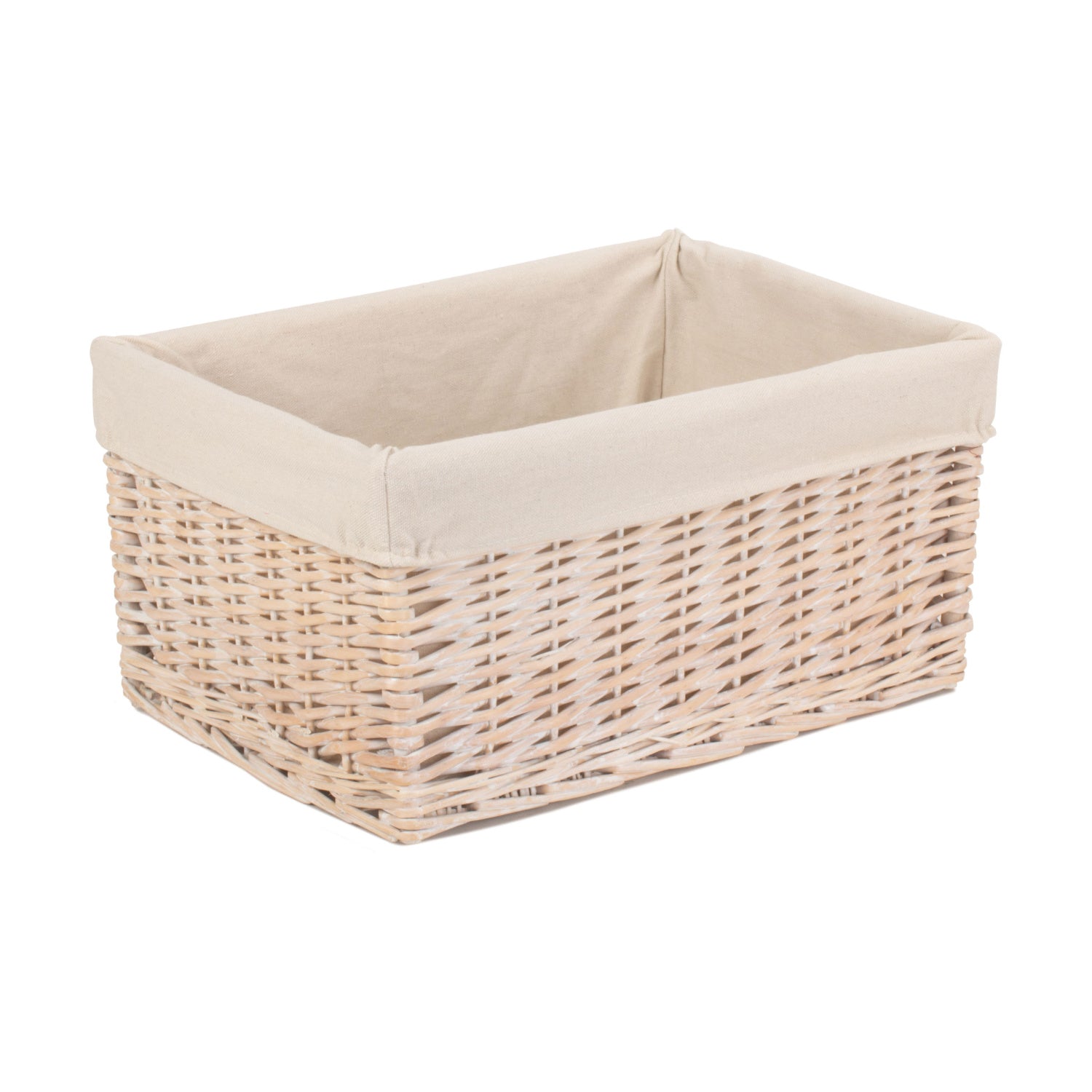 Large White Wash Willow Storage Basket with White Lining