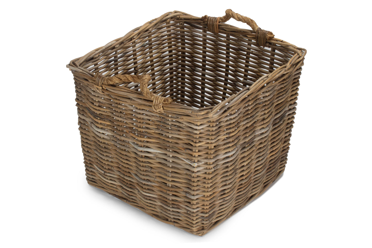 Medium Square Grey Rattan Log Basket