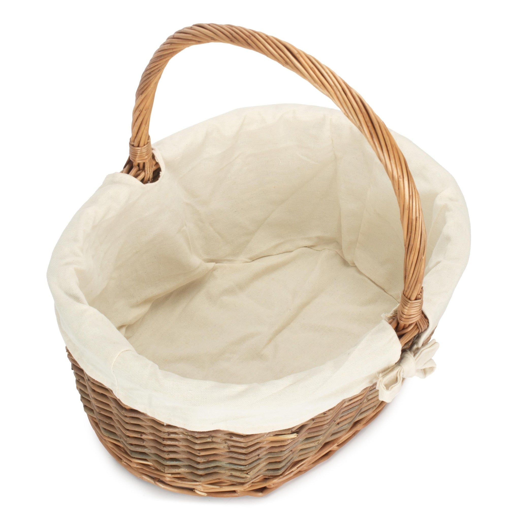 Oval Unpeeled Willow Shopper Basket with White Lining - Size 3 Large